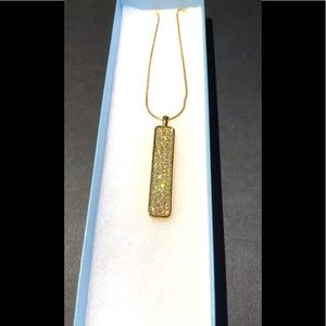 Touchstone Crystal Golden Pave Pillar Necklace.